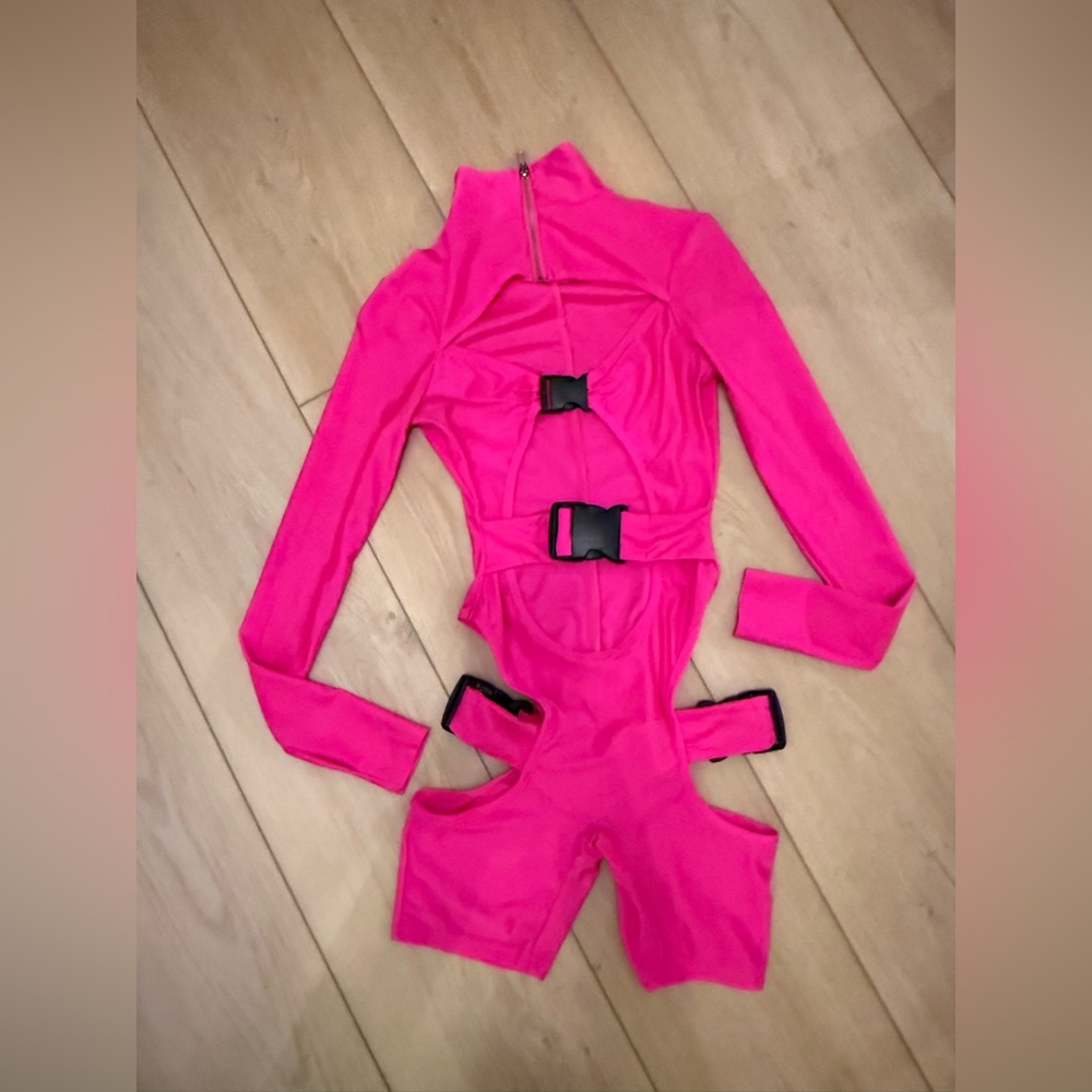 Festival Rave Pink Cutout Jumpsuit